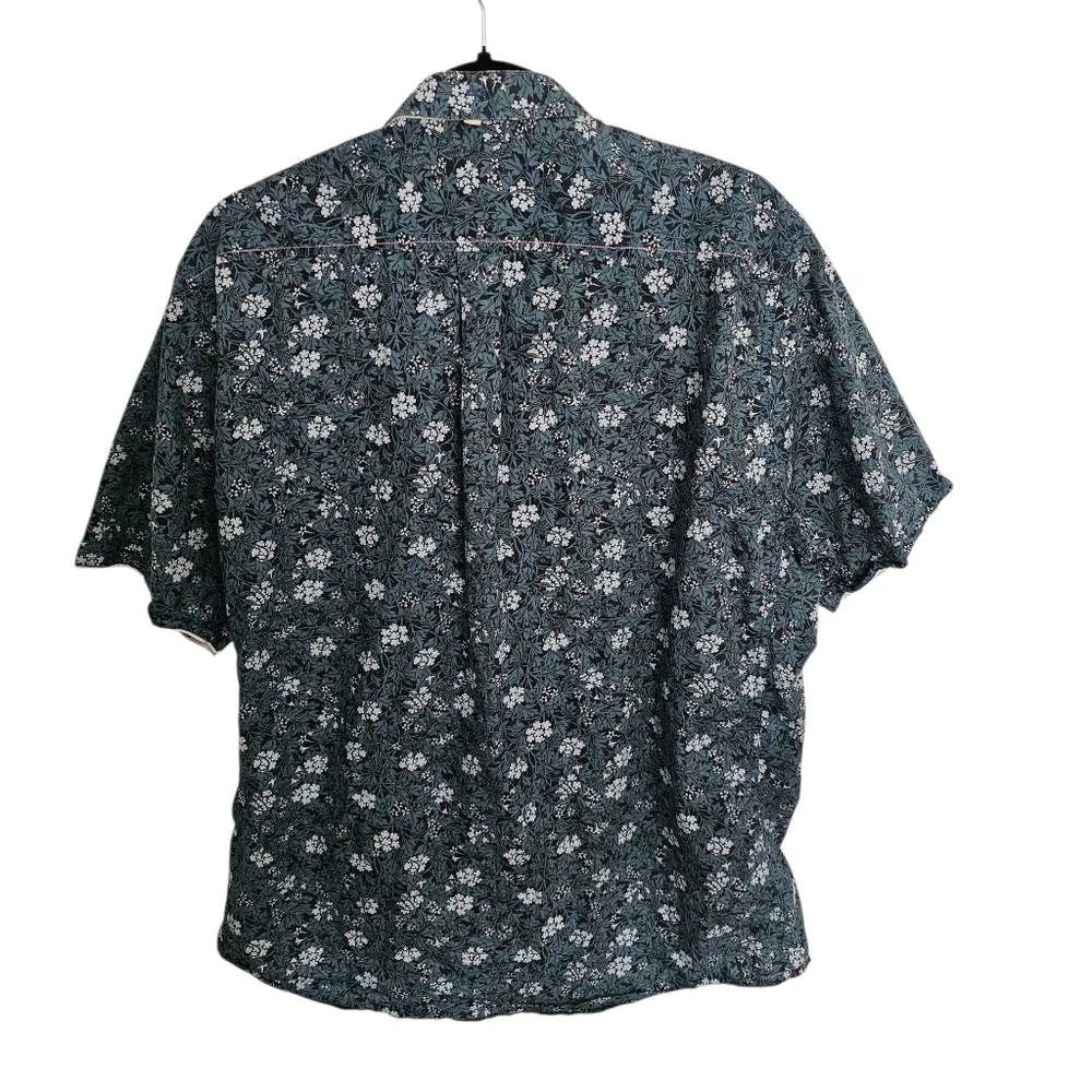 Descendant of Thieves Men's Button Up Short Sleeve Shirt‎ Blue Floral Cotton 2XL